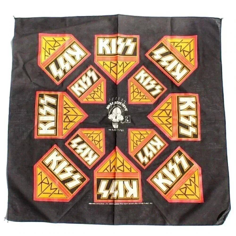 Vtg 1996 KISS Band ARMY Depot No Substitues BANDANA Scraf HeadBand 20
